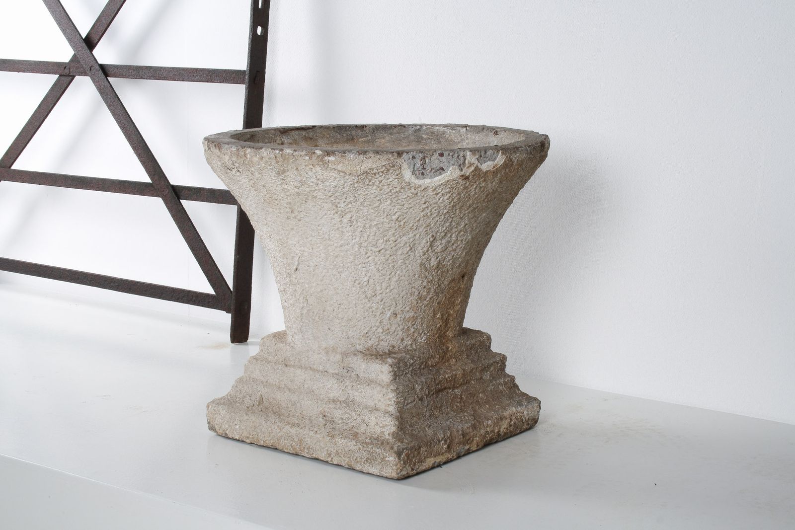 Mid Century Concrete Garden House Planter With Weathered Patina In The Manner Of Willy Guhl photo vintage