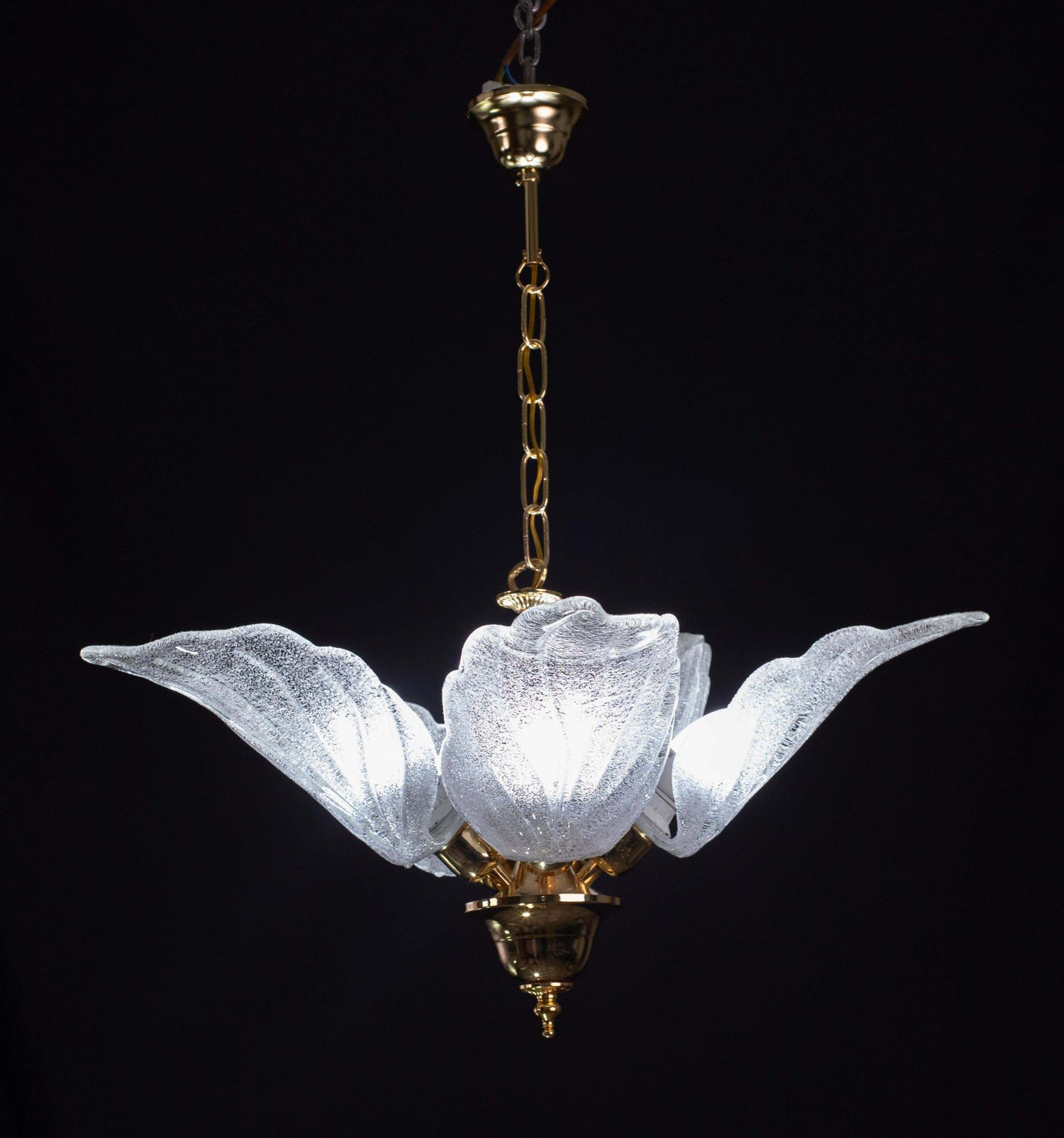 Elegant Murano Chandelier With 5 Leaves In Grit photo furniture