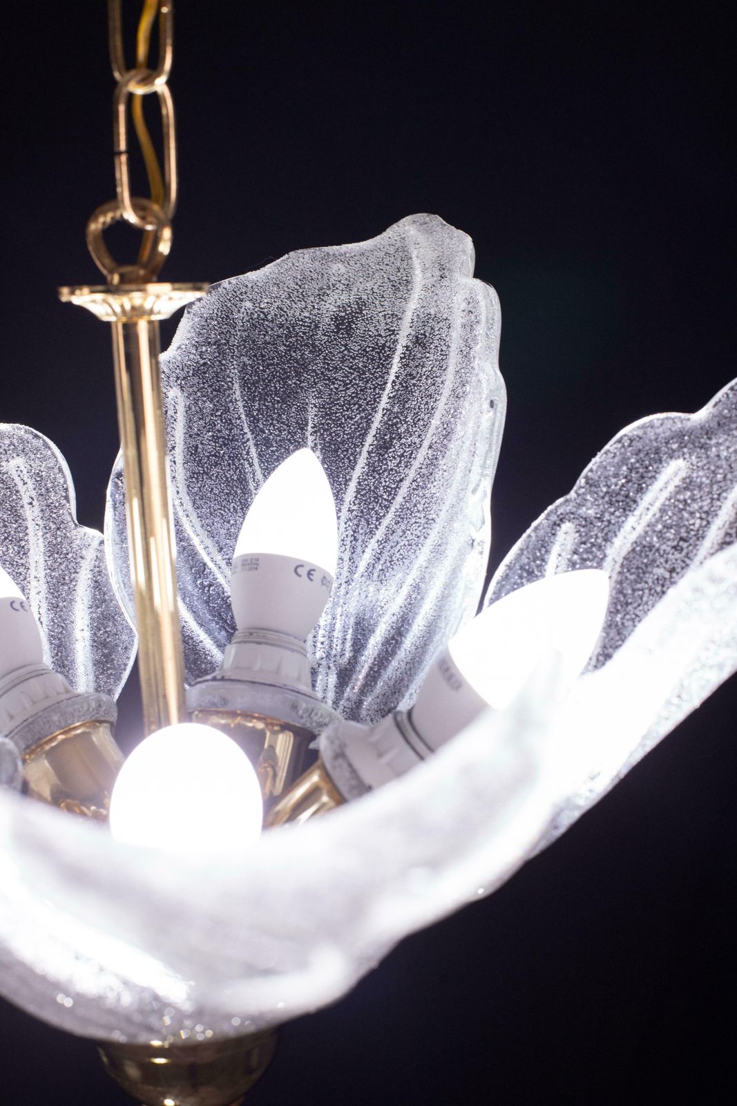 Elegant Murano Chandelier With 5 Leaves In Grit photo vinterior