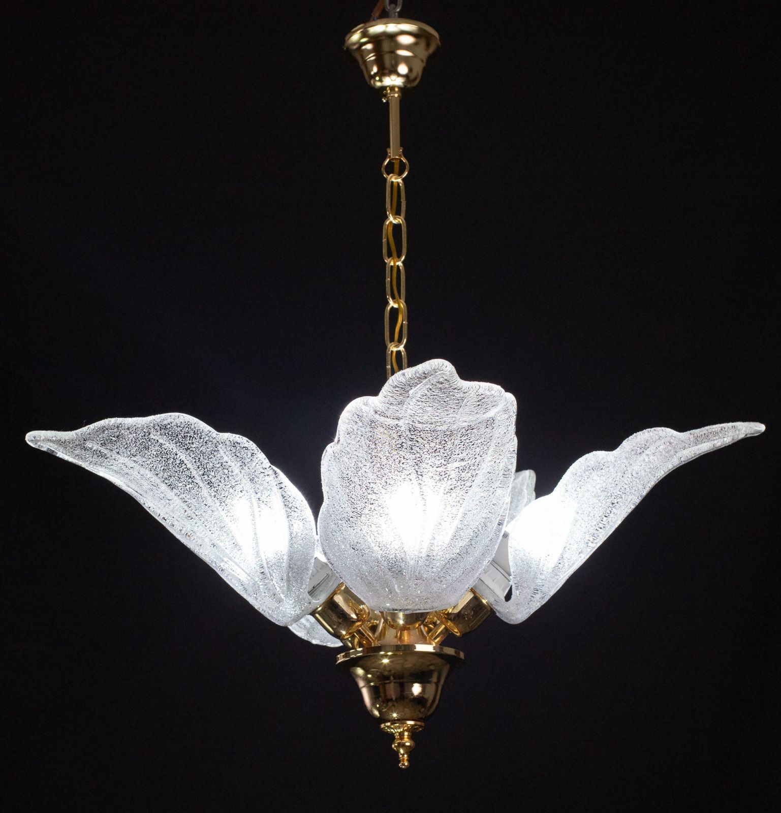 Elegant Murano Chandelier With 5 Leaves In Grit photo buy