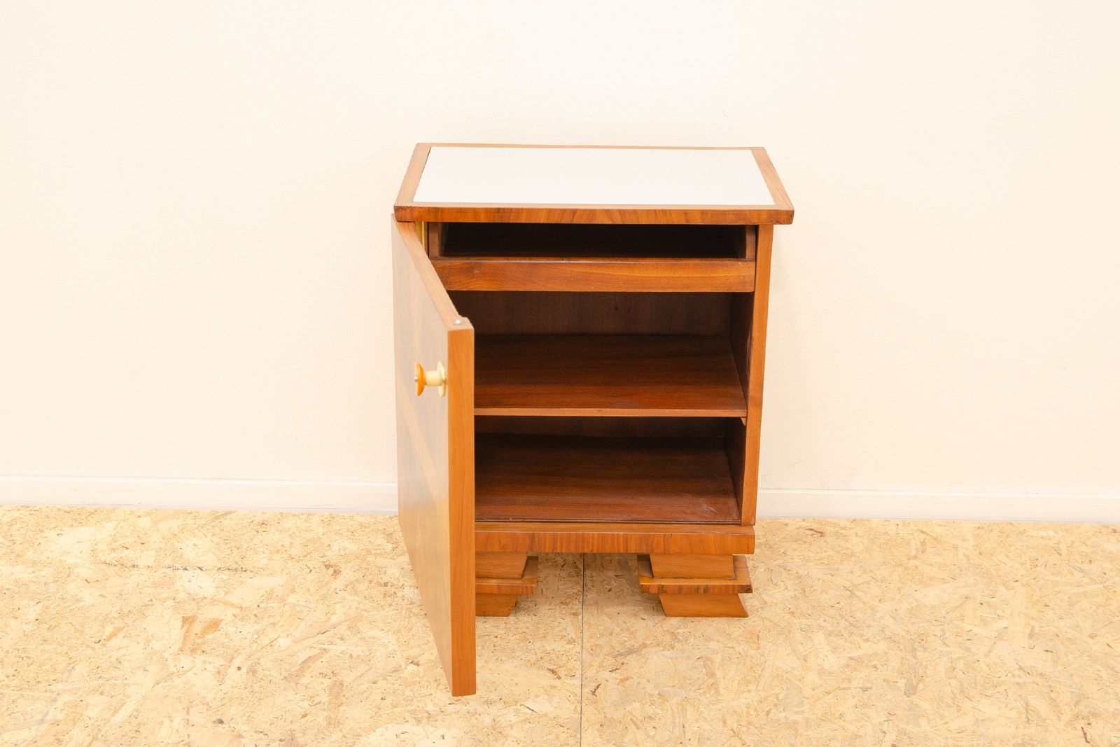 Furniture Elegant Fully Renovated Art Deco Night Stand, 1930s, Bohemia photo