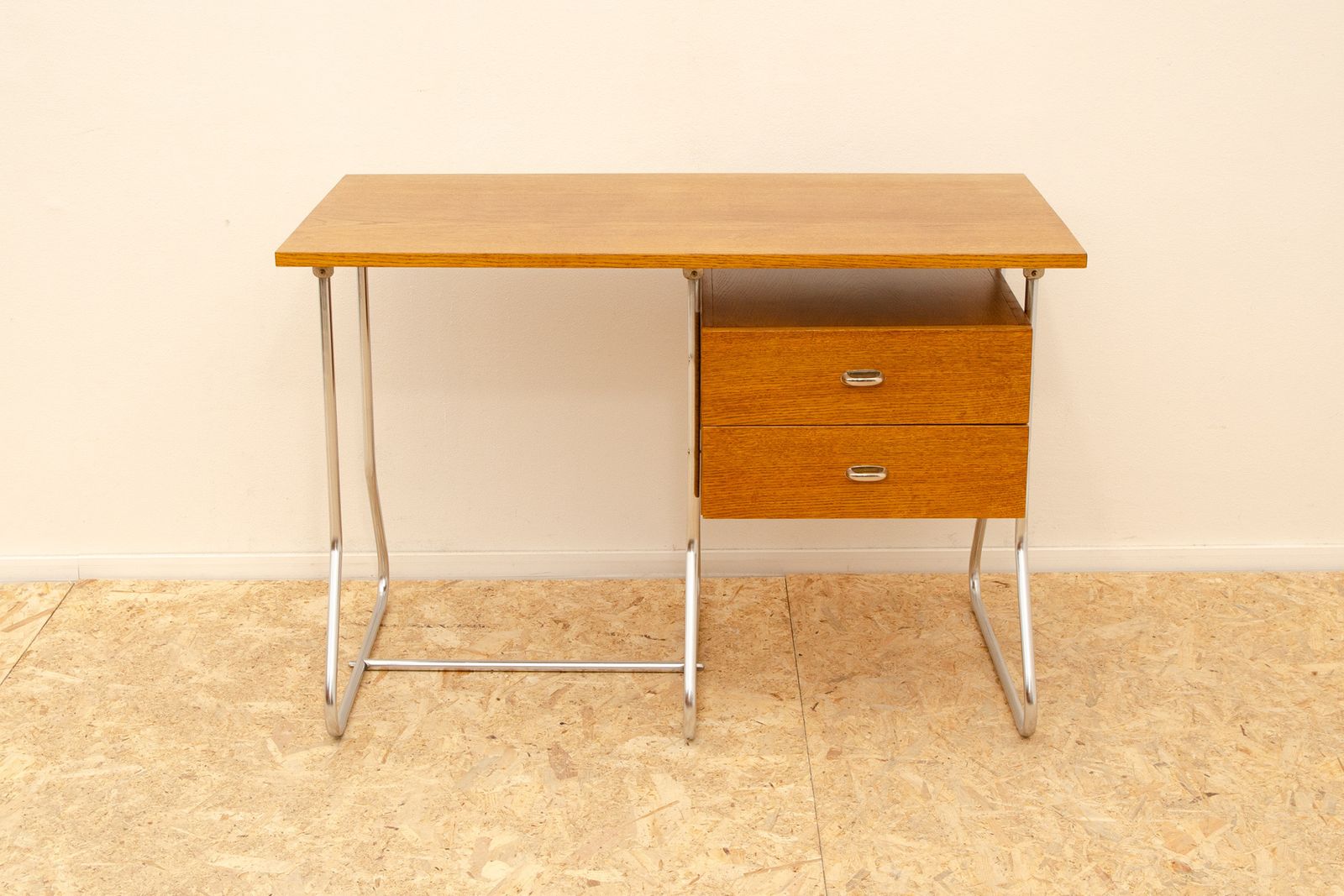 Czechoslovak Modernist Chrome And Wood Writing Desk, 1950´S, Europe photo for sale