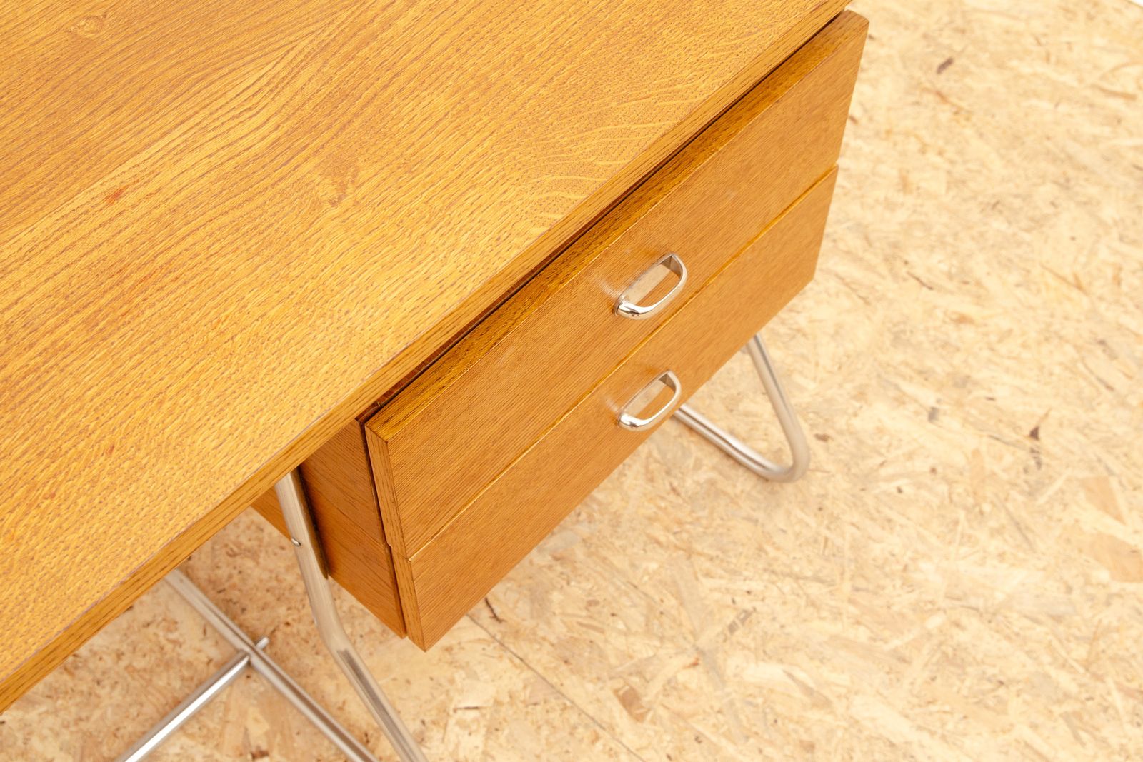 photo for sale Czechoslovak Modernist Chrome And Wood Writing Desk, 1950´S, Europe