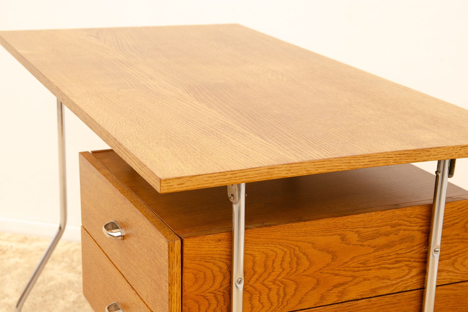 photo buy Czechoslovak Modernist Chrome And Wood Writing Desk, 1950´S, Europe
