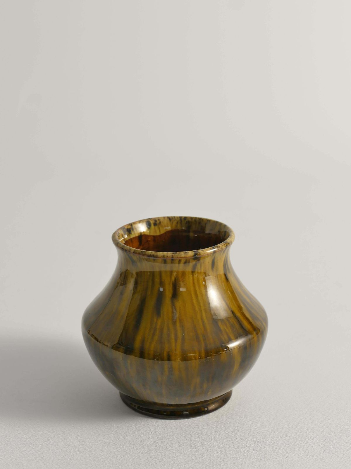 Scandinavian Modern Black And Olive Glazed Ceramic Vase Nittsjö Keramik, 1960s photo Home Decor