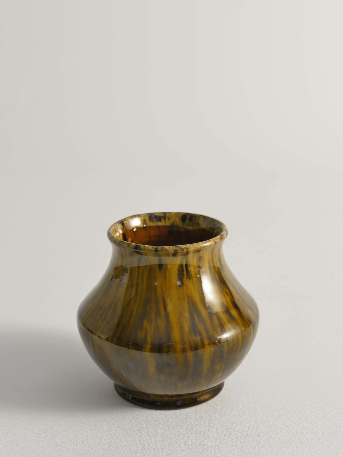 Scandinavian Modern Black And Olive Glazed Ceramic Vase Nittsjö Keramik, 1960s photo vinterior