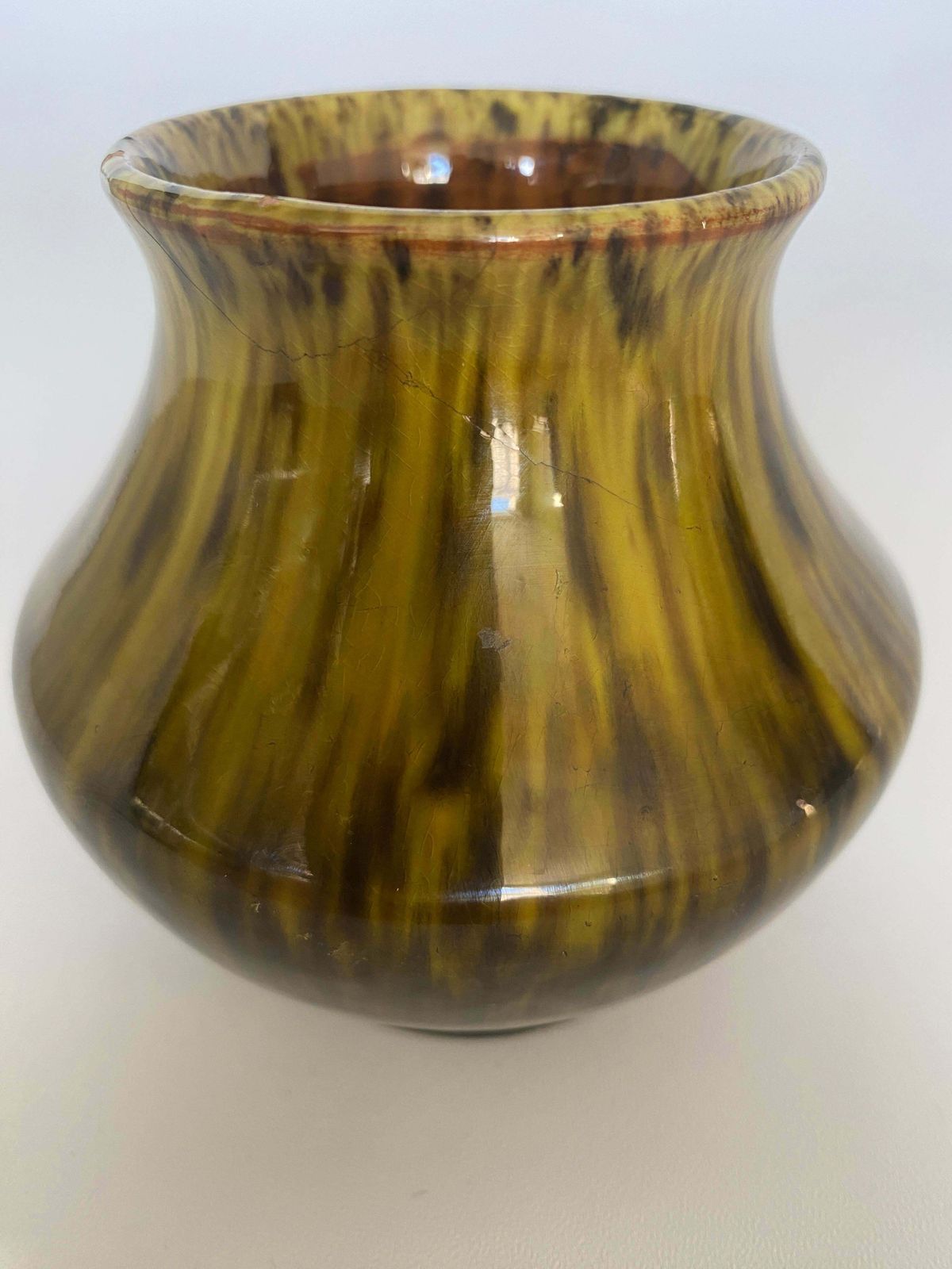 photo buy Scandinavian Modern Black And Olive Glazed Ceramic Vase Nittsjö Keramik, 1960s
