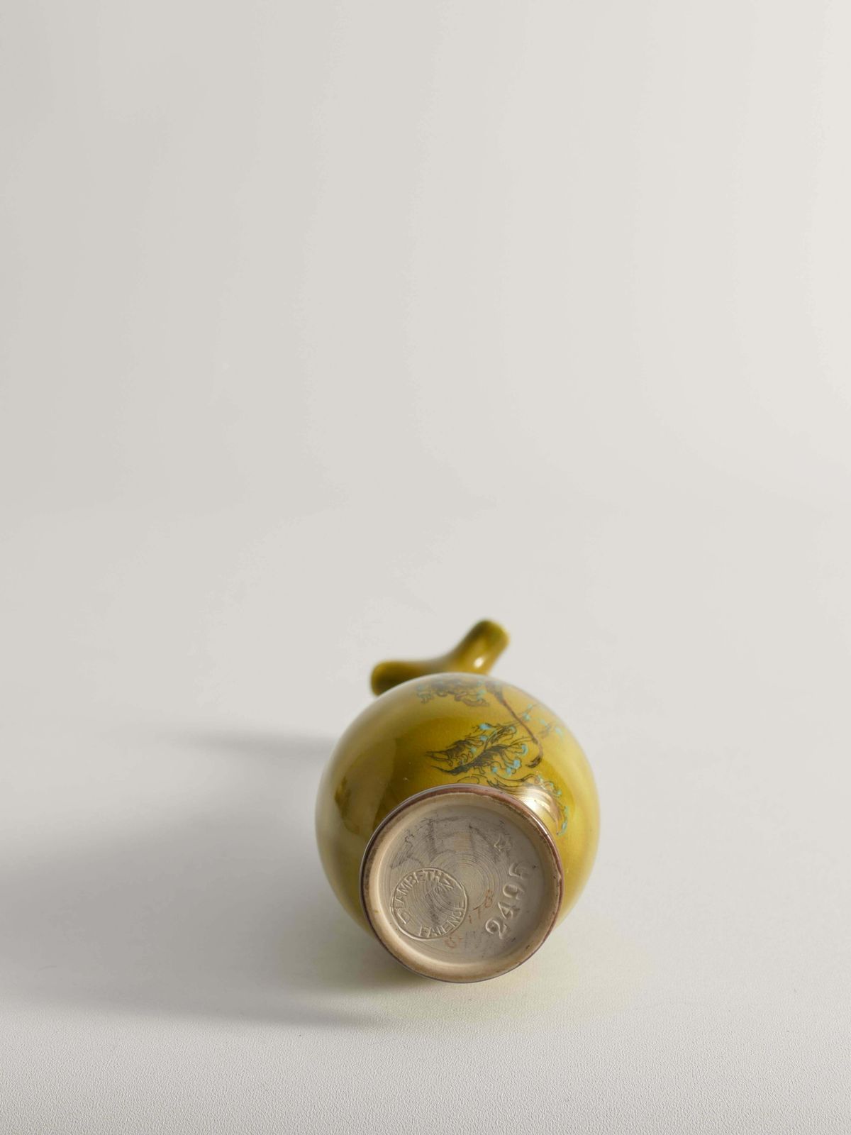 Home Decor Chinoiserie Ochre Yellow Dragon Vase By Lambeth Doulton Faience, England 1880s photo