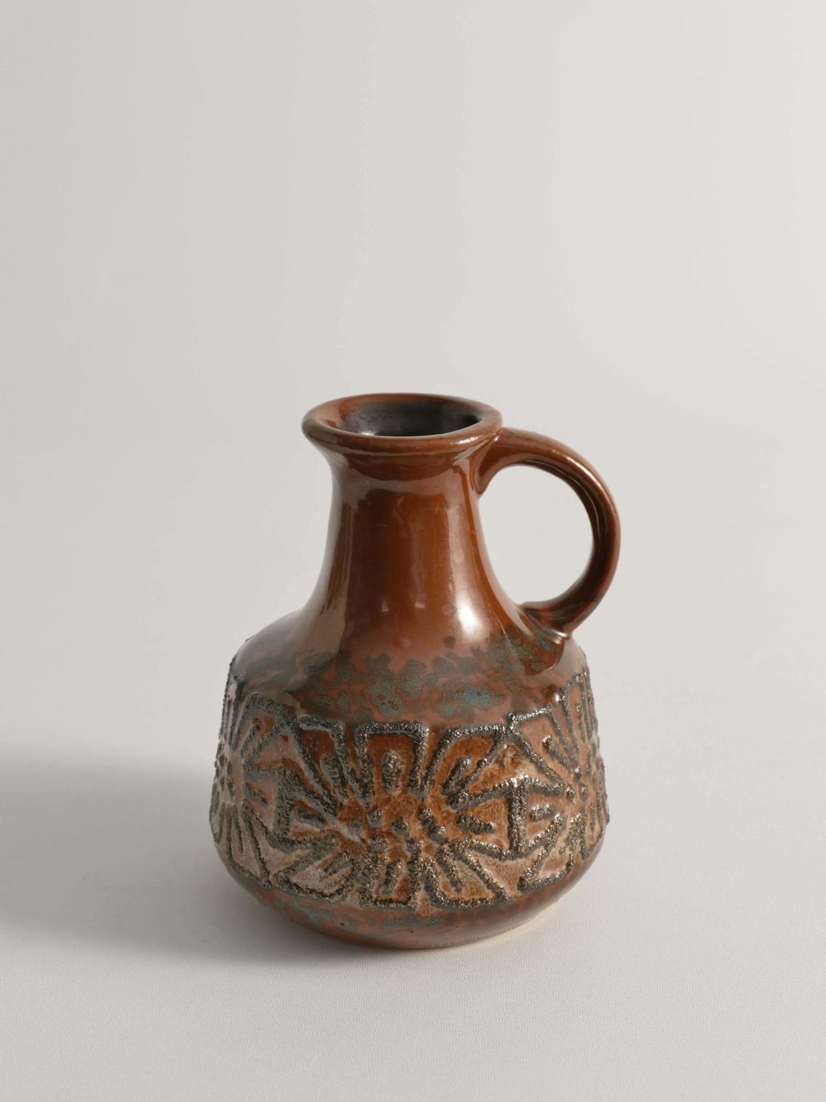 Mid Century Modern Brown Ceramic Vase By Veb Haldensleben, East Germany, 1960s photo vintage