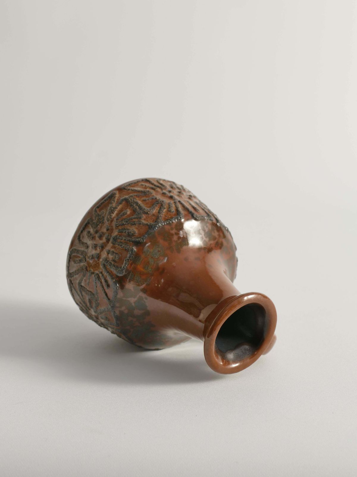 photo furniture Mid Century Modern Brown Ceramic Vase By Veb Haldensleben, East Germany, 1960s