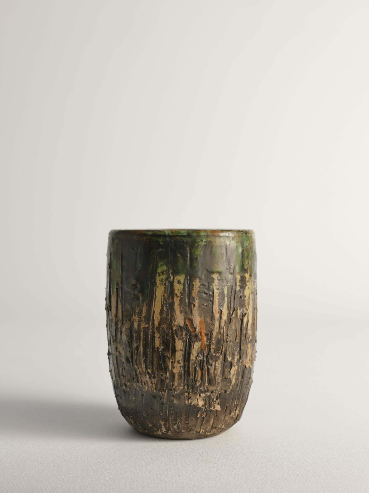 photo for sale Unique Scandinavian Modern Brutalist Stoneware Vase By Tilgmans, Sweden 1960s