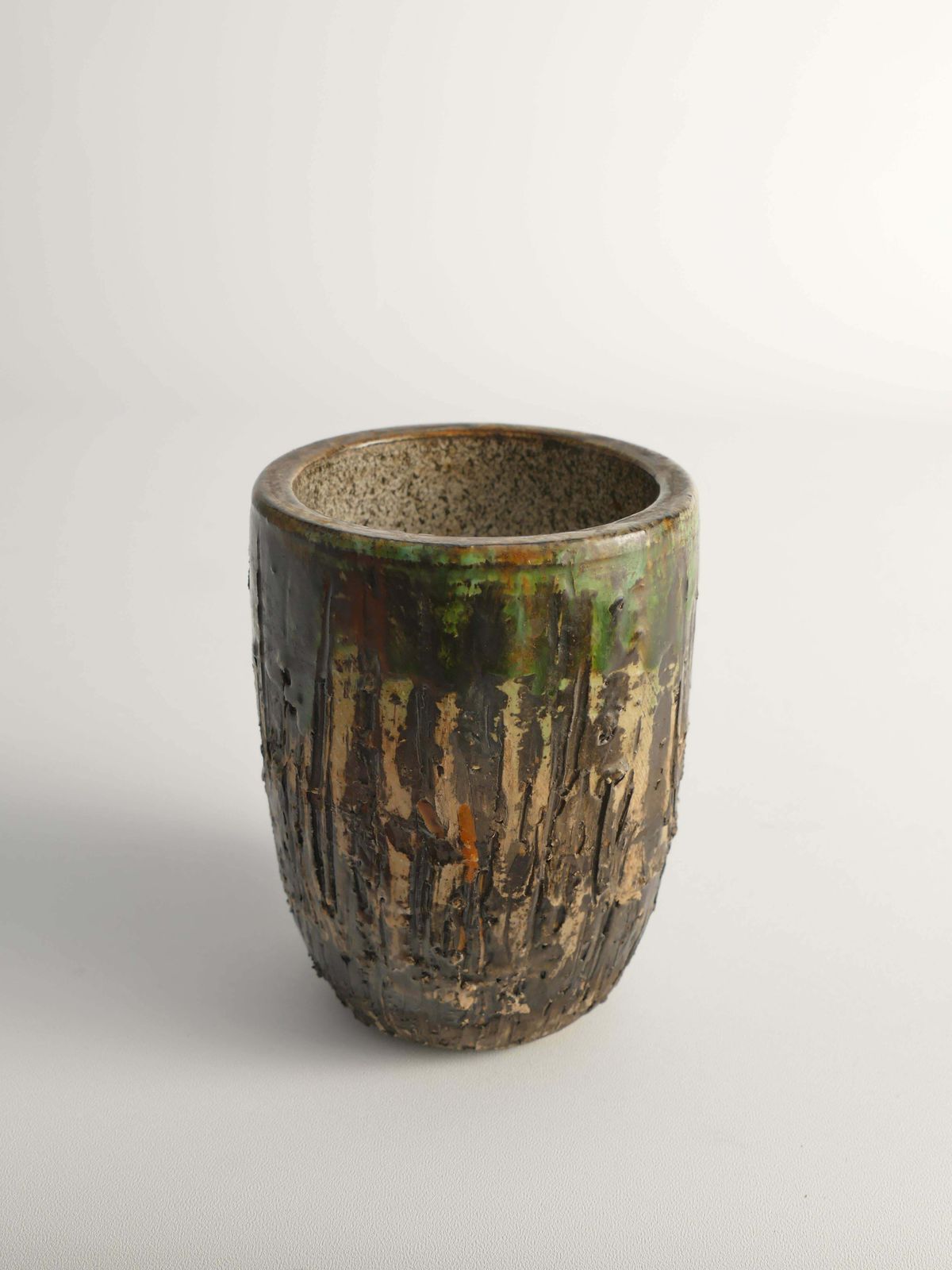 photo vinterior Unique Scandinavian Modern Brutalist Stoneware Vase By Tilgmans, Sweden 1960s