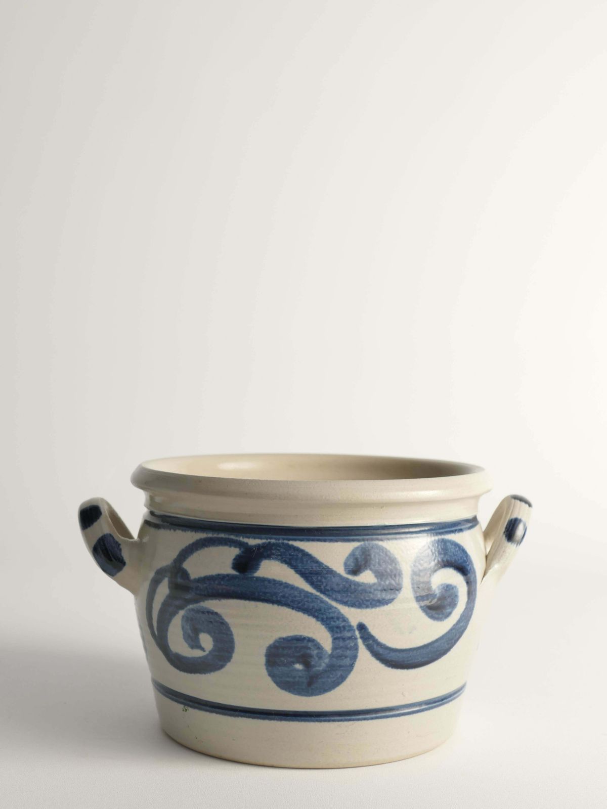 Folk Art Stoneware Jar With Cobalt Blue Floral Motif From Westerwald, Germany photo for sale