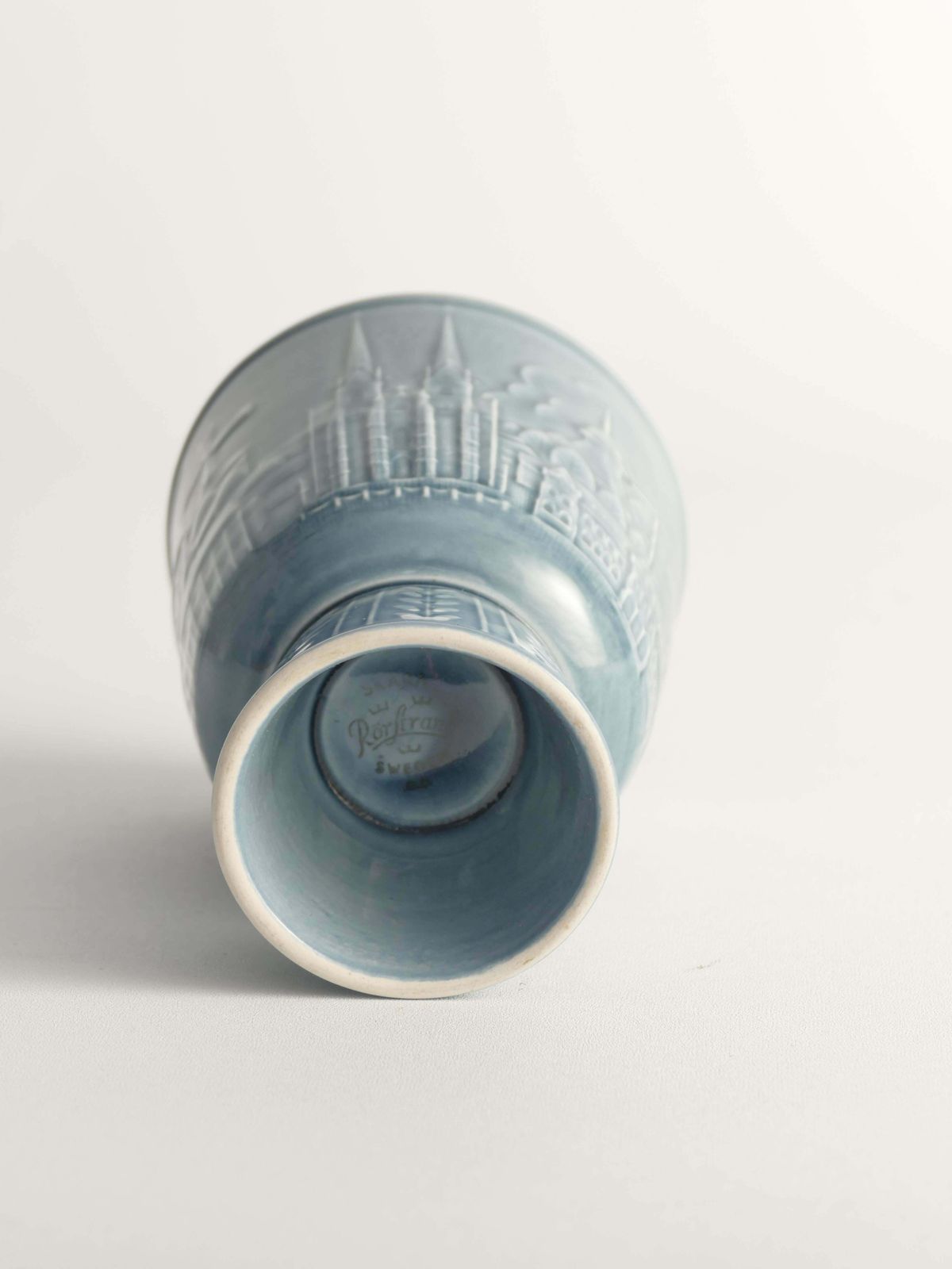 Scandinavian Modern French Blue Vase By Gunnar Nylund For Rörstrand, Sweden 1950 photo vinterior