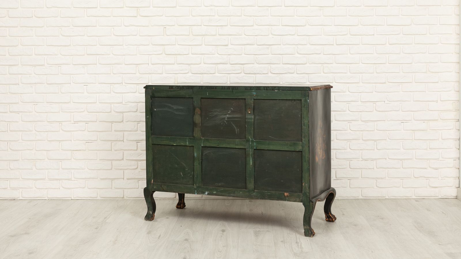 Green Chest Of Drawers With Floral Decorations photo for sale
