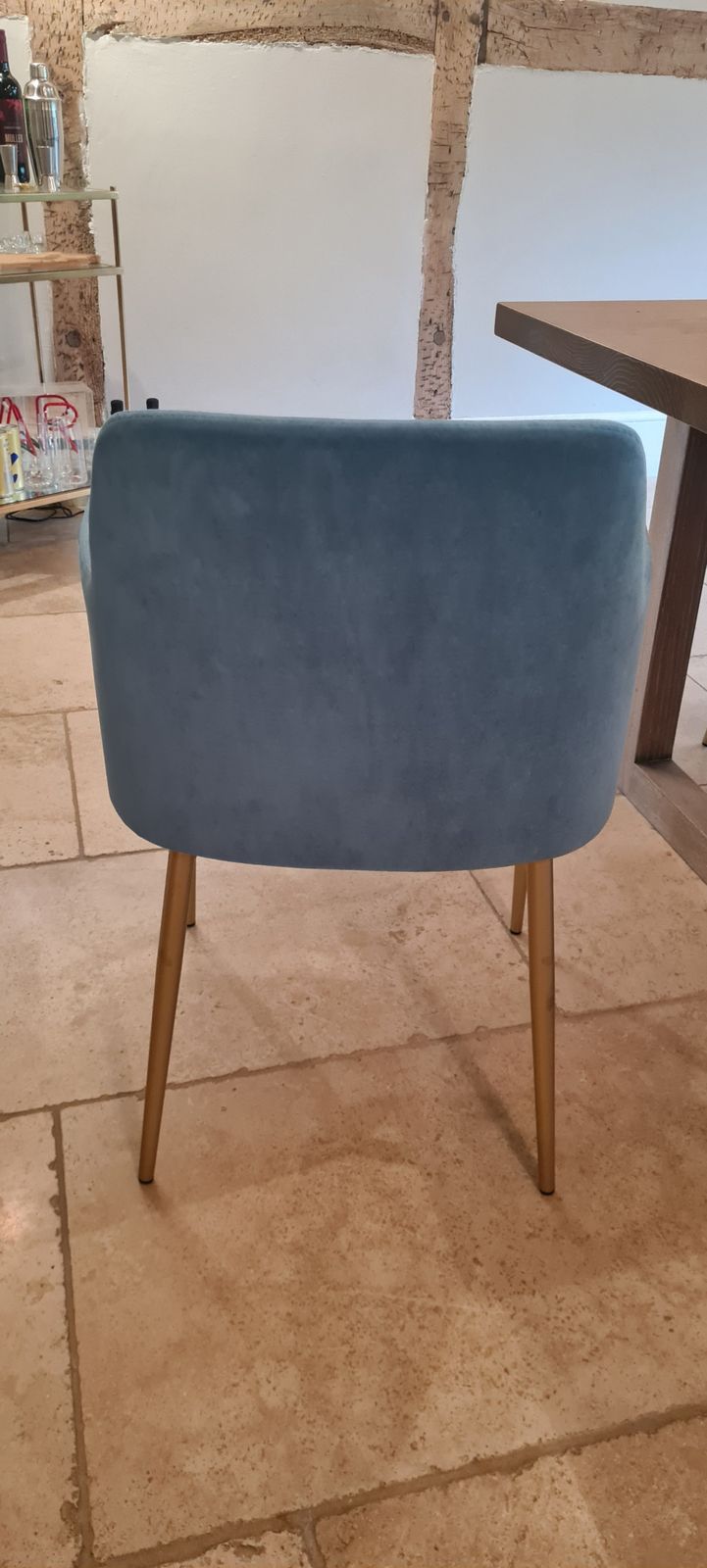 Lovely Teal Velvet Dining Chairs With Pale Gold Legs X 10 photo for sale