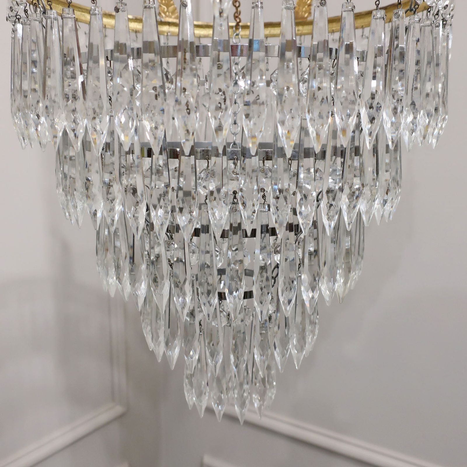 Italian Art Deco Five Tier Crystal Glass Chandelier photo buy