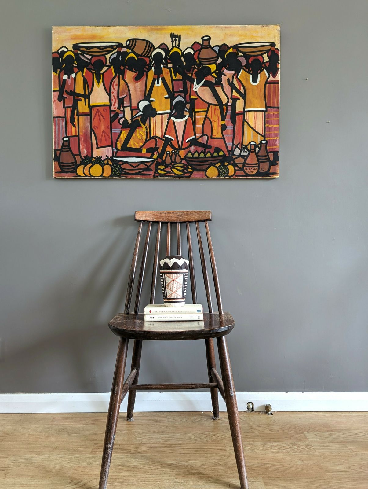 Tribe, Oil On Canvas, 1970s, Vintage photo furniture