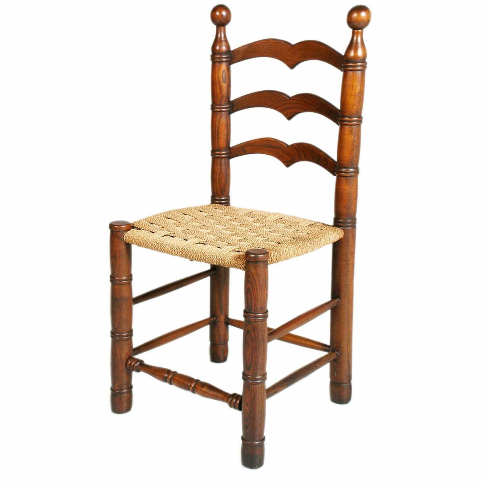 Hemp Rope And Oak Brutalist Chairs By Charles Dudouyt, 1940s, Set Of 2 photo for sale