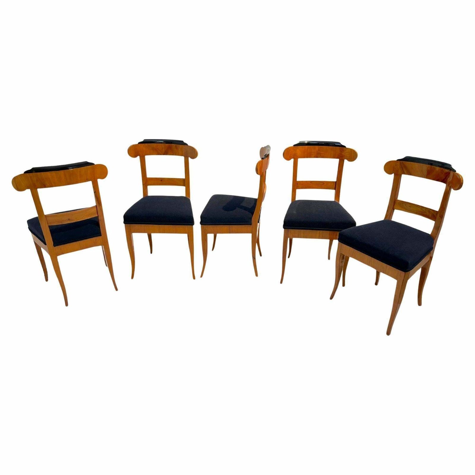 Set Of Five Biedermeier Chairs, Cherry Wood, Germany Circa 1830
