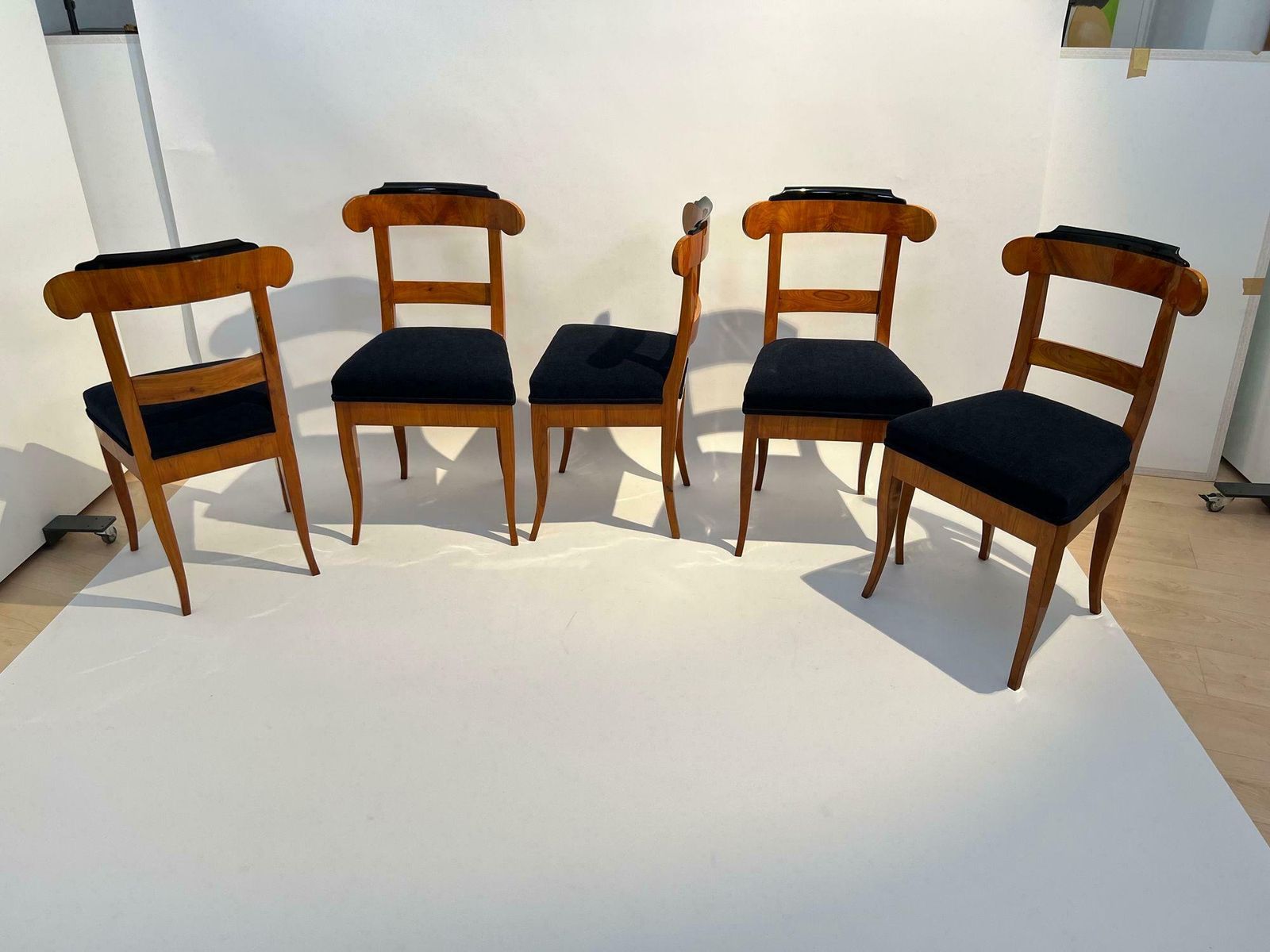Set Of Five Biedermeier Chairs, Cherry Wood, Germany Circa 1830 photo 6501.04