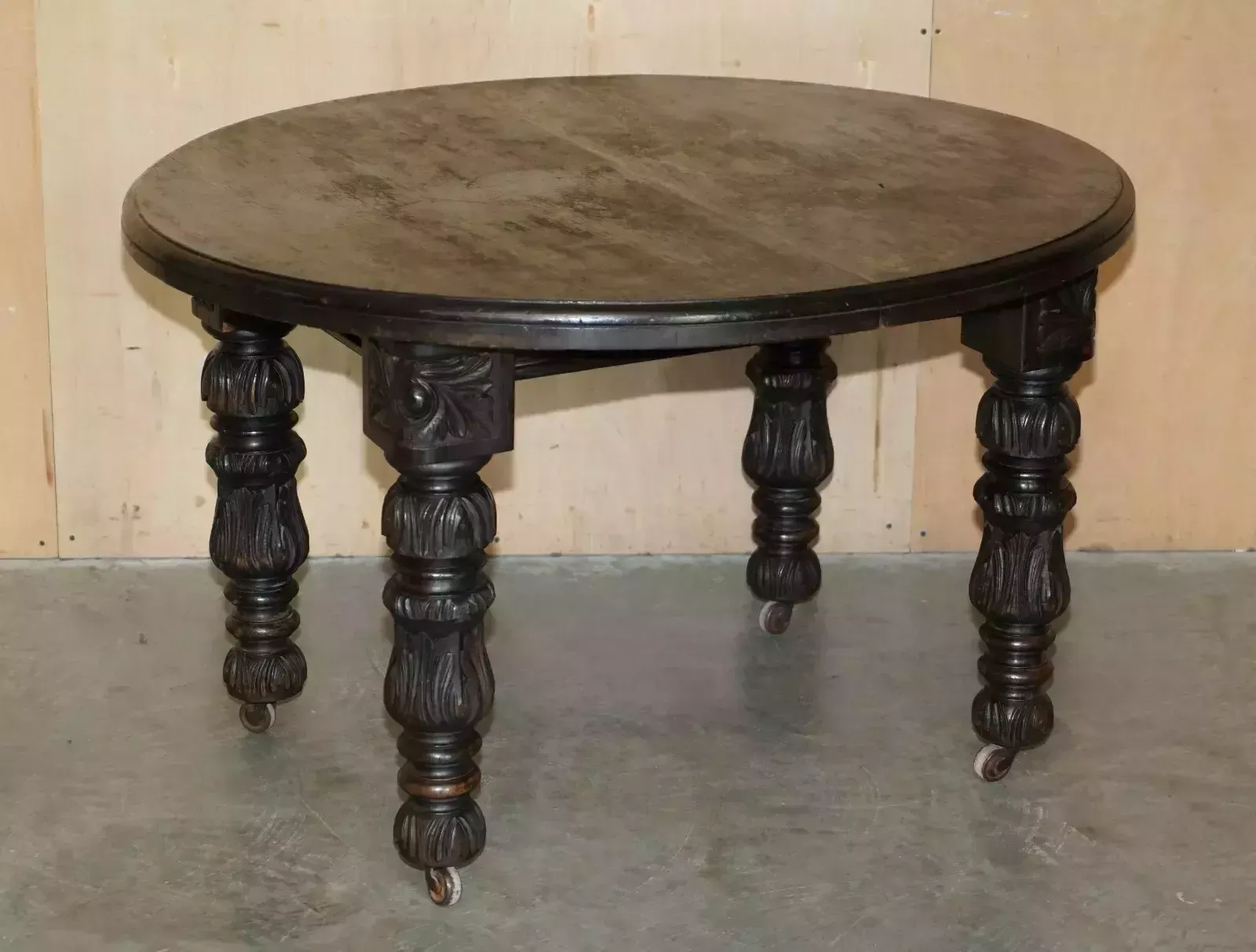 photo for sale Stunning Hand Carved Antique Victorian Extending Dining Table & Six Chairs 6