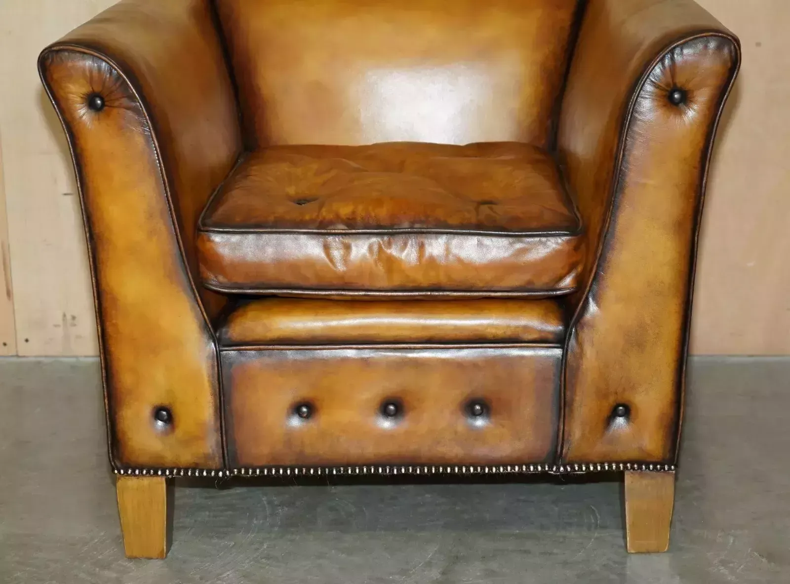 Pair Of Brand New Custom Mulberry London Brown Leather Chesterfield Armchairs photo vintage