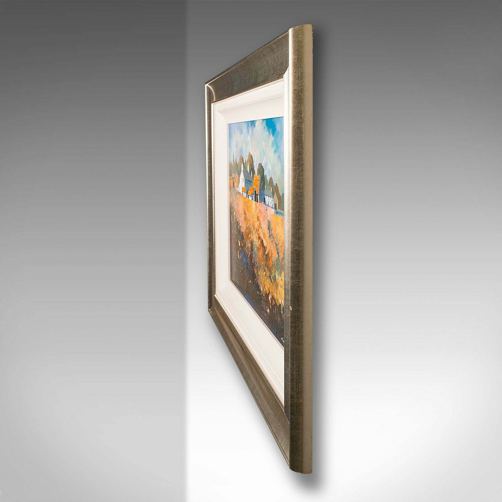 Contemporary Framed Landscape Painting, English, Acrylics, Signed, Nick Potter photo vintage