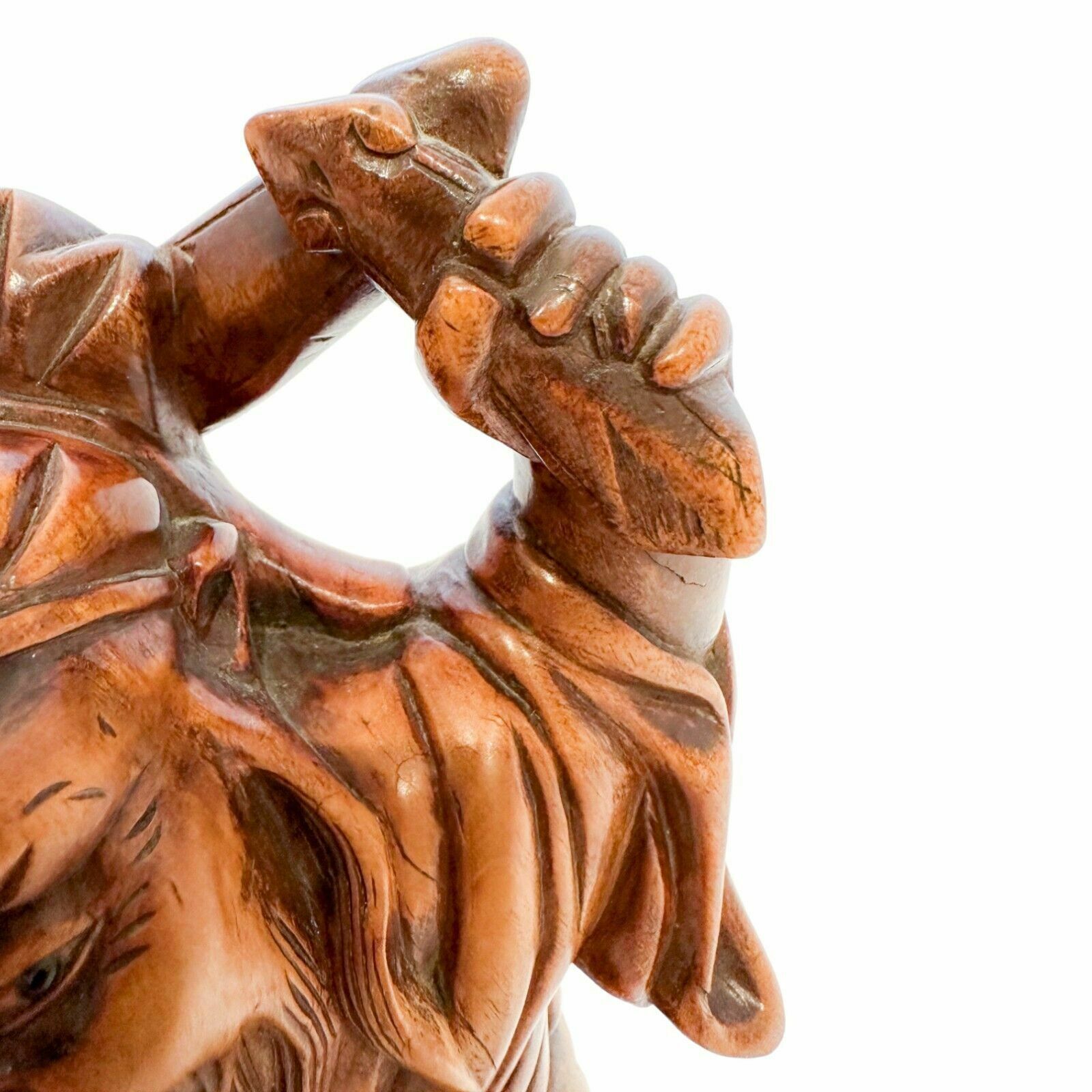 Home Decor Antique Chinese Boxwood Root Carved Figurine Of Daoist Immortal Li Tai Guai photo