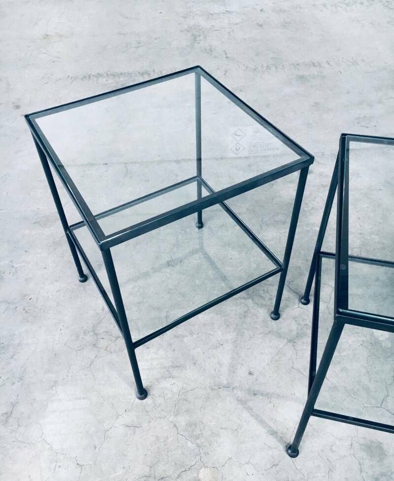 Meubels Minimalistisch Design Bijzettafelset Met Twee Bladen / 2, België, Ca. Jaren 1960 photo