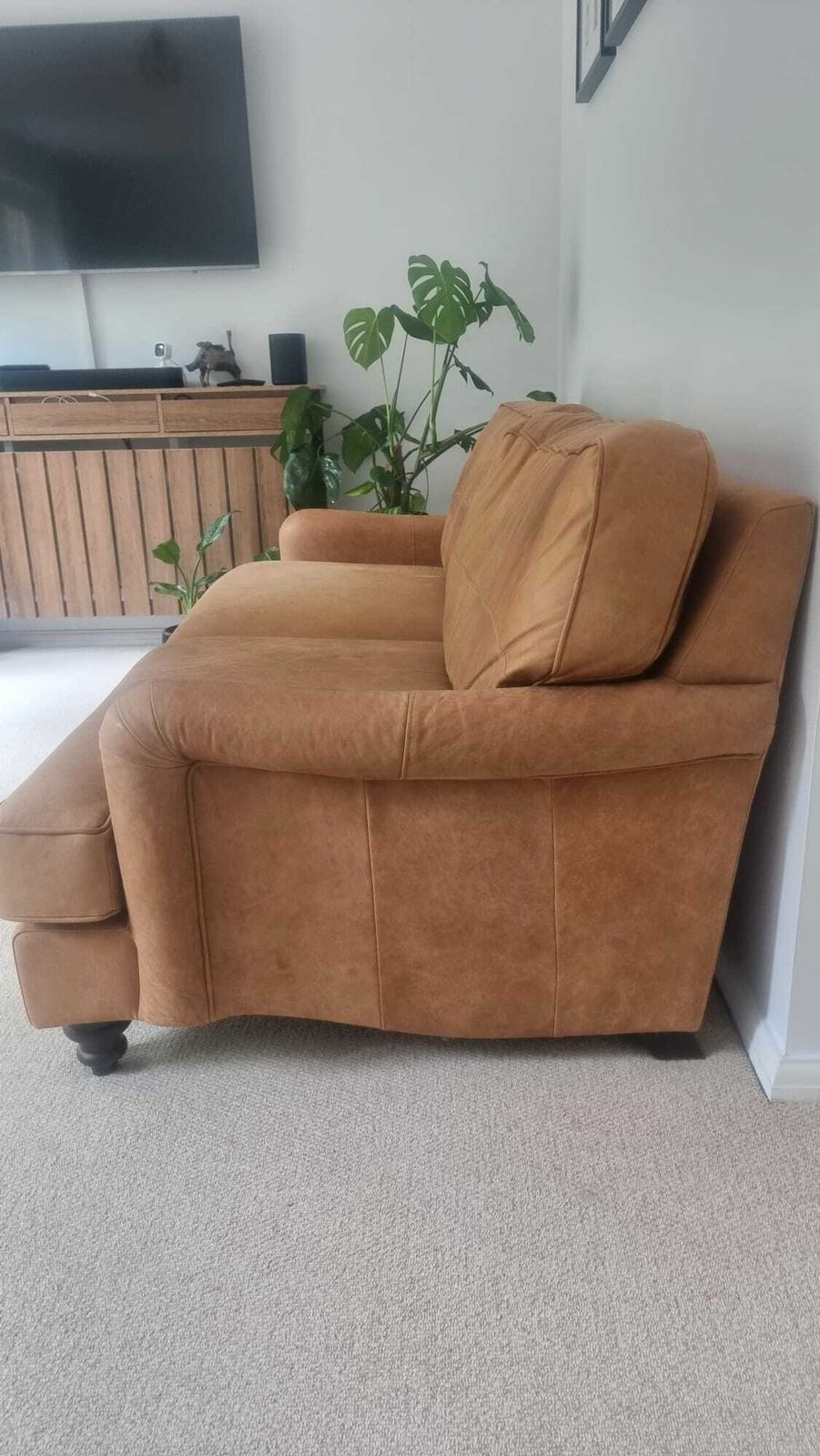 Dfs   Tan   Leather 3/4 Seater Sofa photo furniture