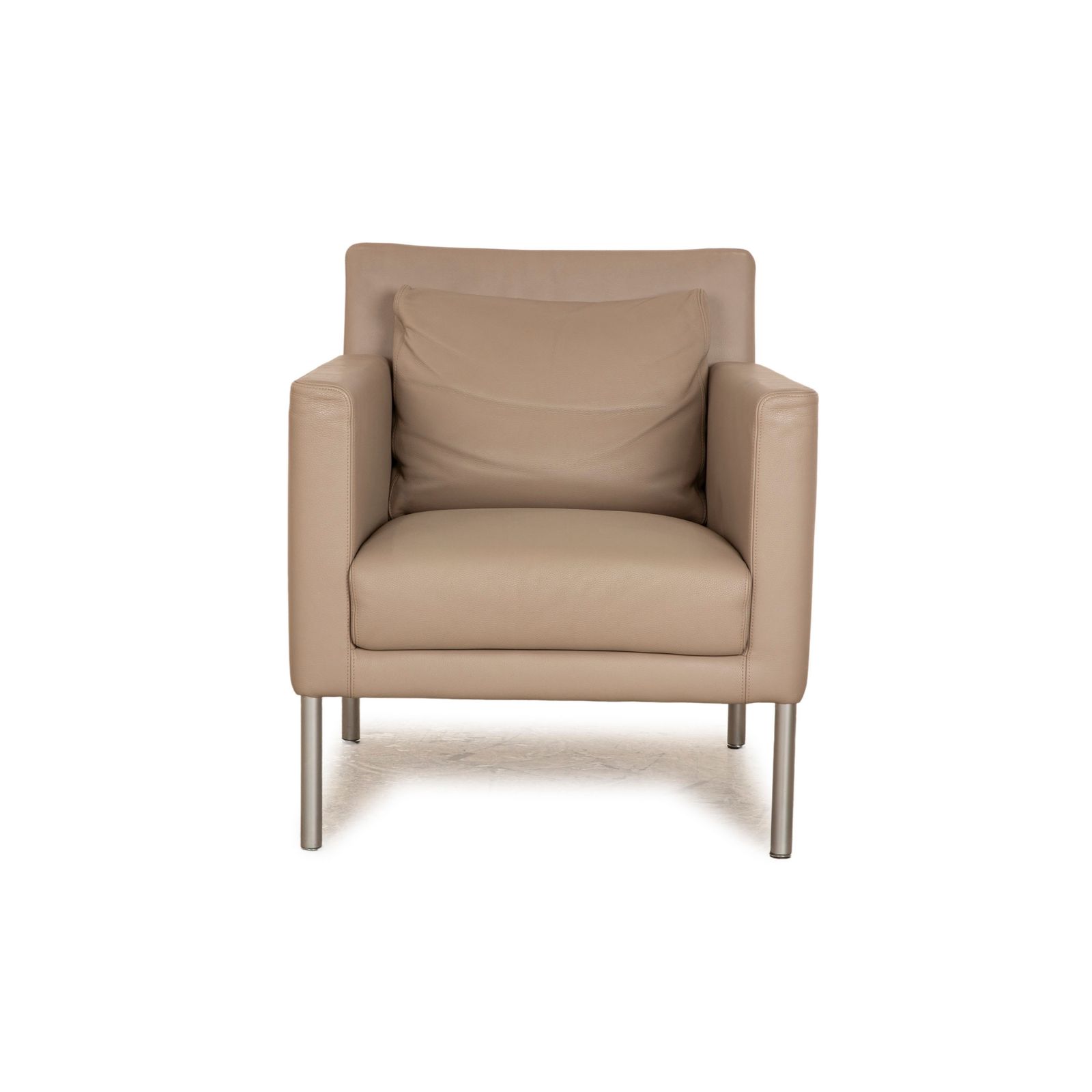 Fauteuil Walter Knoll Jason en cuir gris taupe photo vinterior