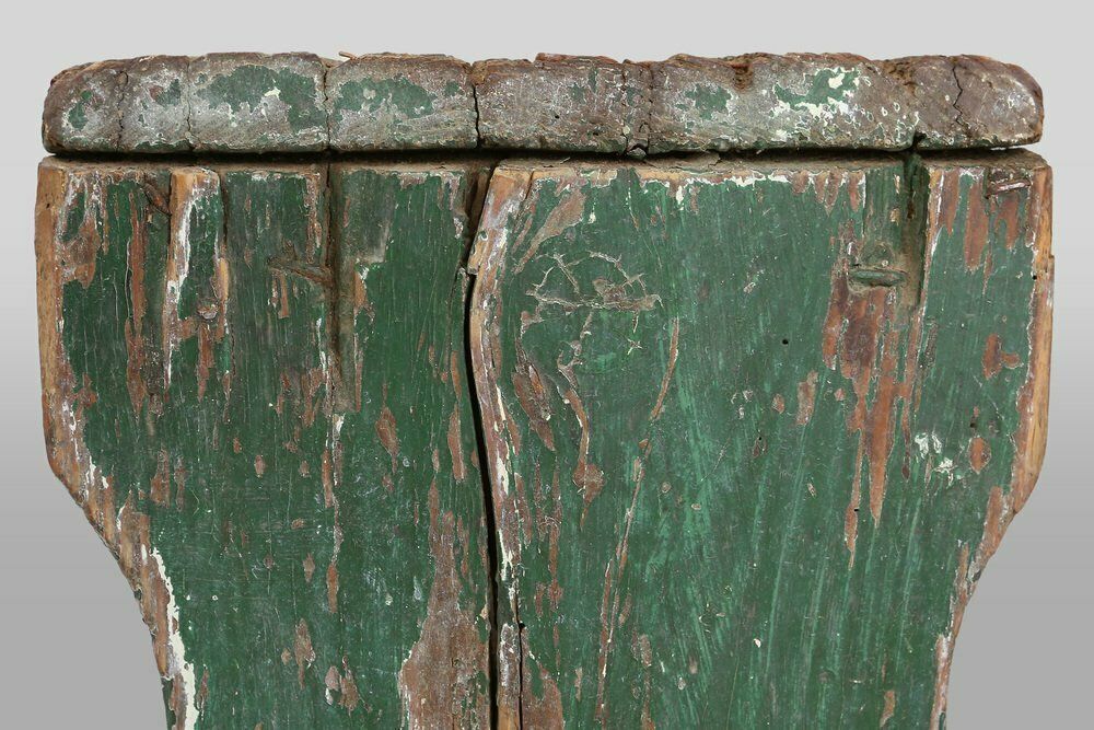 Industrial Green Wooden Stool, France, 1900s photo vinterior
