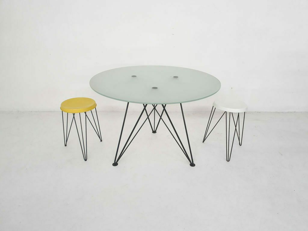 Rare Wire Frame Dining Table By Els Staal, The Netherlands, 1984 photo Furniture