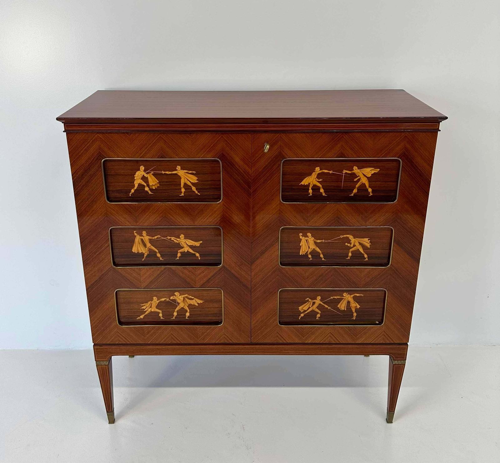 Italian Art Deco Teak And Inlays Bar Cabinet By Paolo Buffa, 1950s photo 22333.0