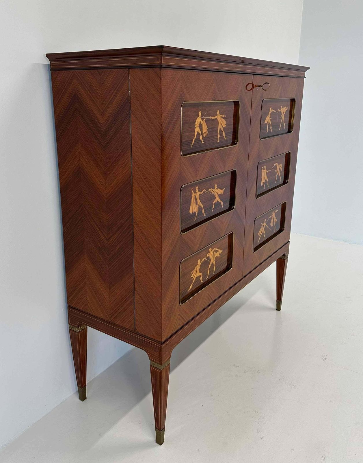 Italian Art Deco Teak And Inlays Bar Cabinet By Paolo Buffa, 1950s photo buy