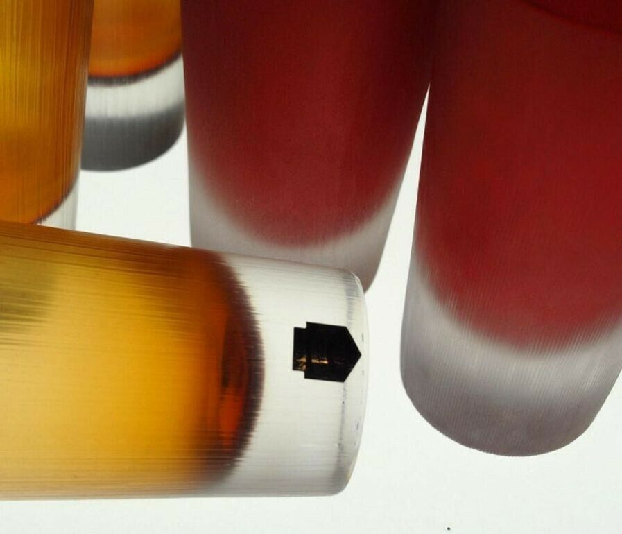 1600.0 Cenedese, 8 Tumblers Red Or Amber, Incisi Velati Heavy Sommerso Murano Glass photo