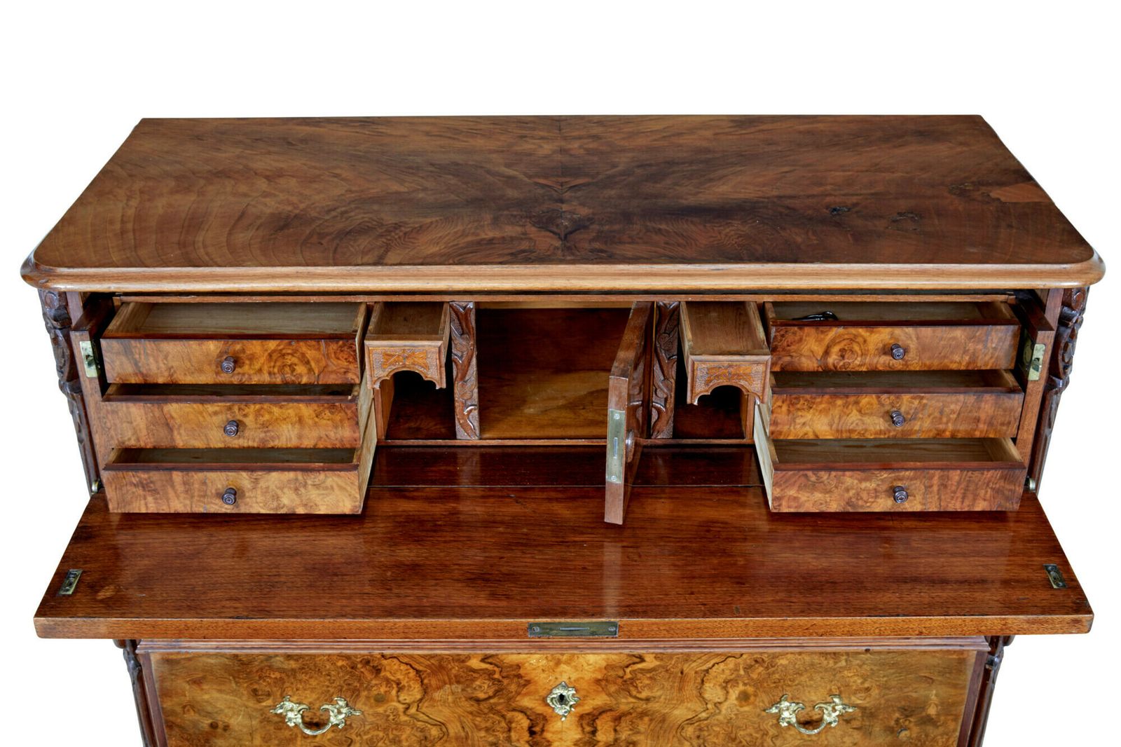 19th Century Burr Walnut Secretaire Chest Of Drawers photo furniture