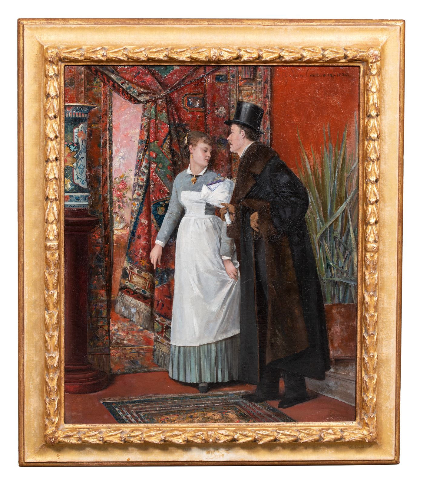 'A Gentleman And A Maid' By Charles Léon Cardon (1850 – 1921) Signed, Dated 1880