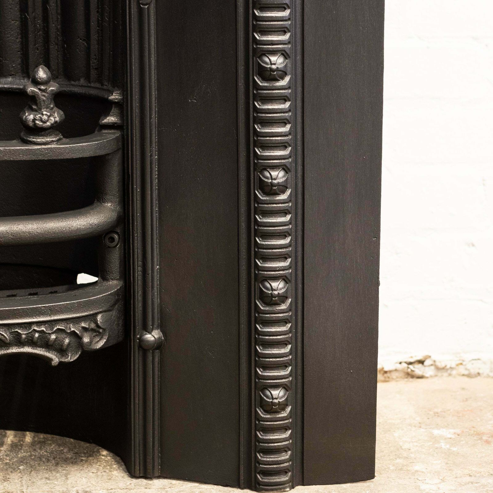 Antique Cast Iron Arched Fireplace Insert With Finials photo furniture