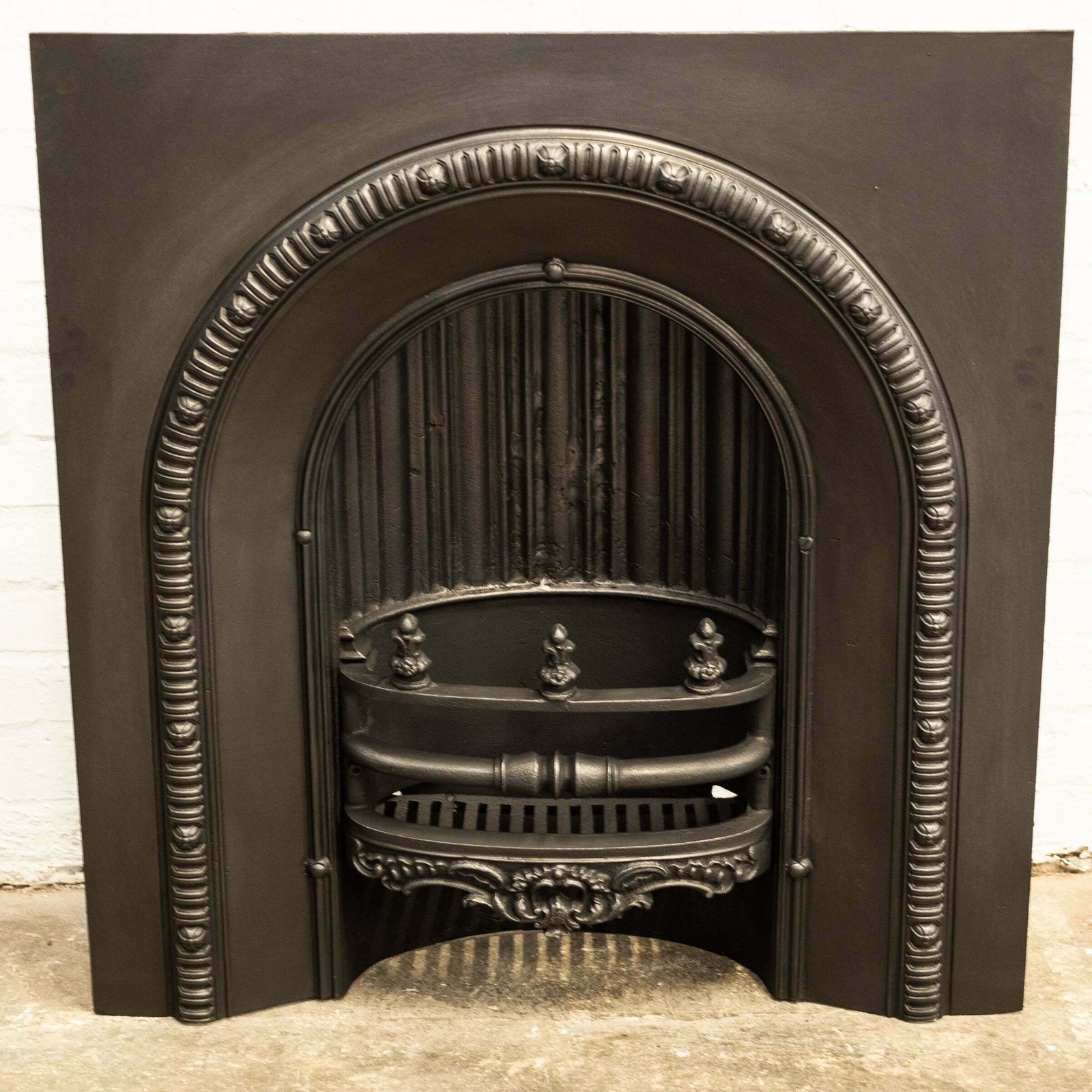 Antique Cast Iron Arched Fireplace Insert With Finials photo Home Fixtures