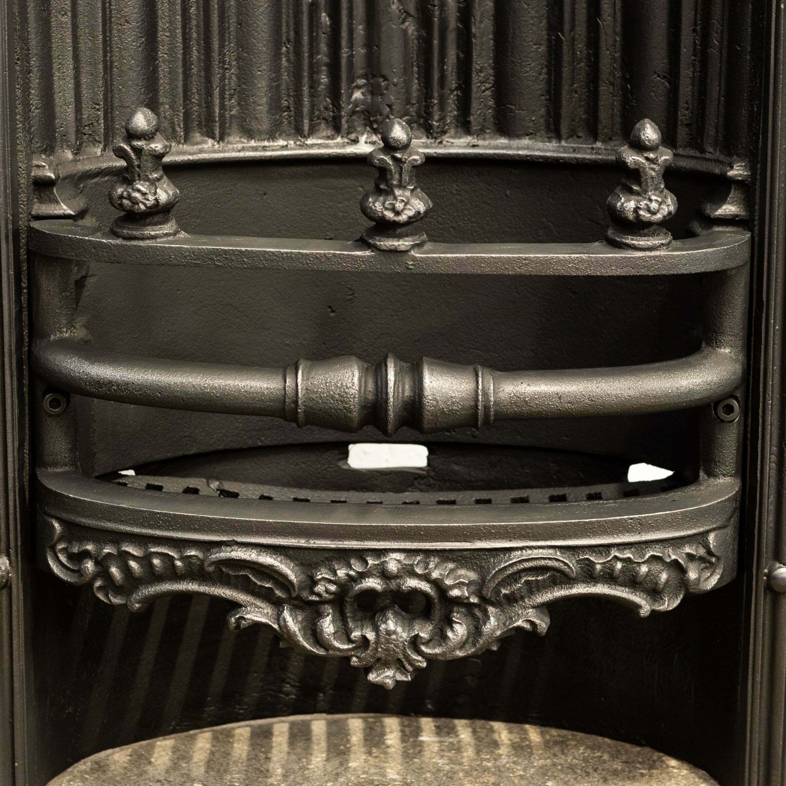 Antique Cast Iron Arched Fireplace Insert With Finials photo buy