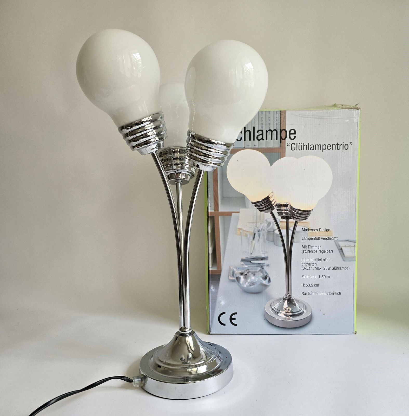 Vintage Pop Art Triple Bulbs Table Lamp Lovely Accent Lamp In Original Box photo Lighting