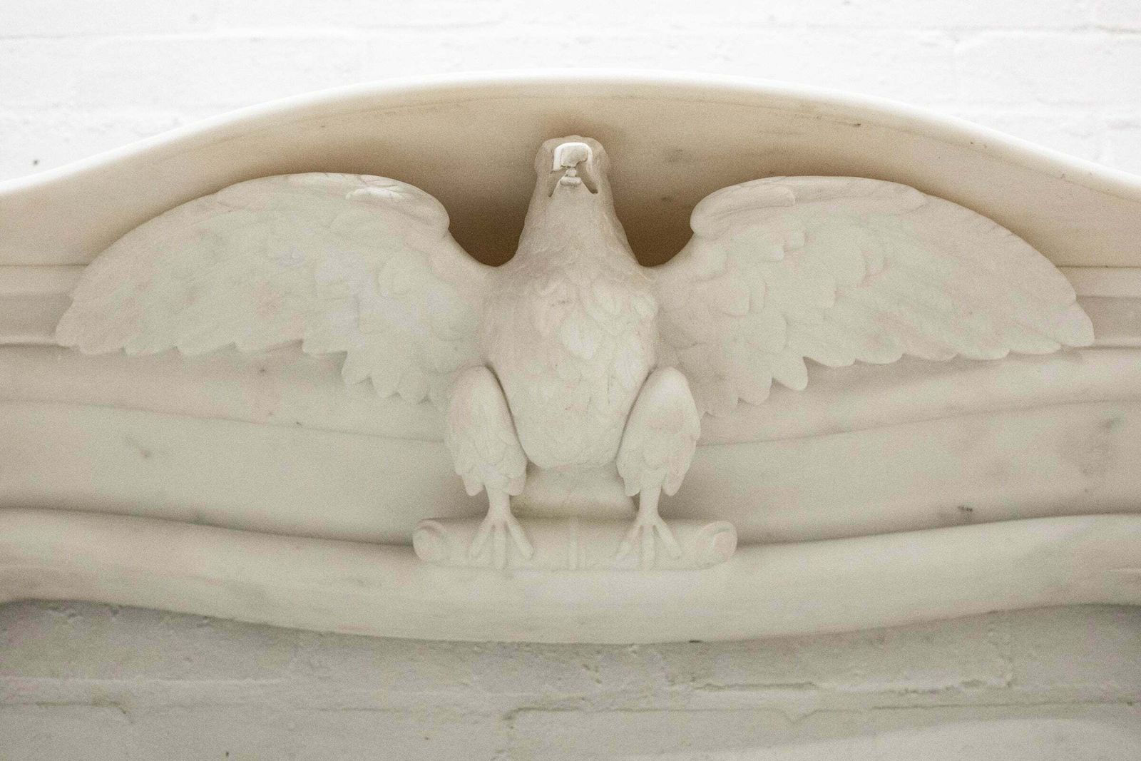 Antique Victorian Statuary Marble Surround With Carved Eagle photo furniture