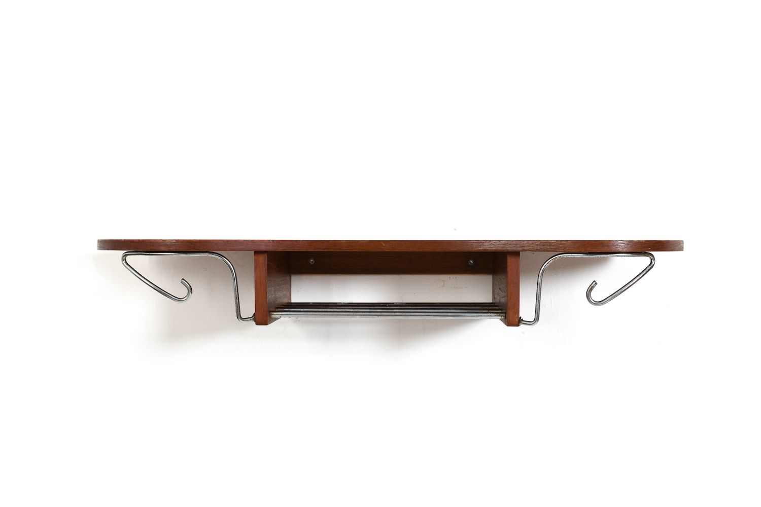 Pair Of  Danish Coat Racks / Shelfes In Teak & Chrome photo Furniture