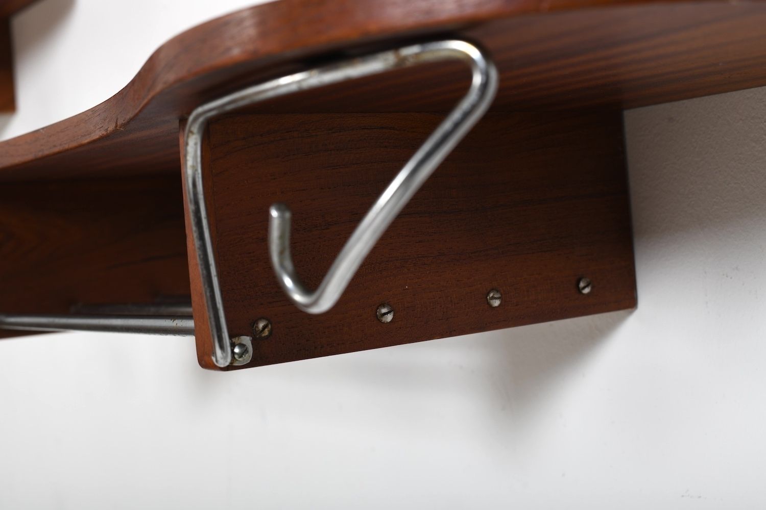 Pair Of  Danish Coat Racks / Shelfes In Teak & Chrome photo vintage