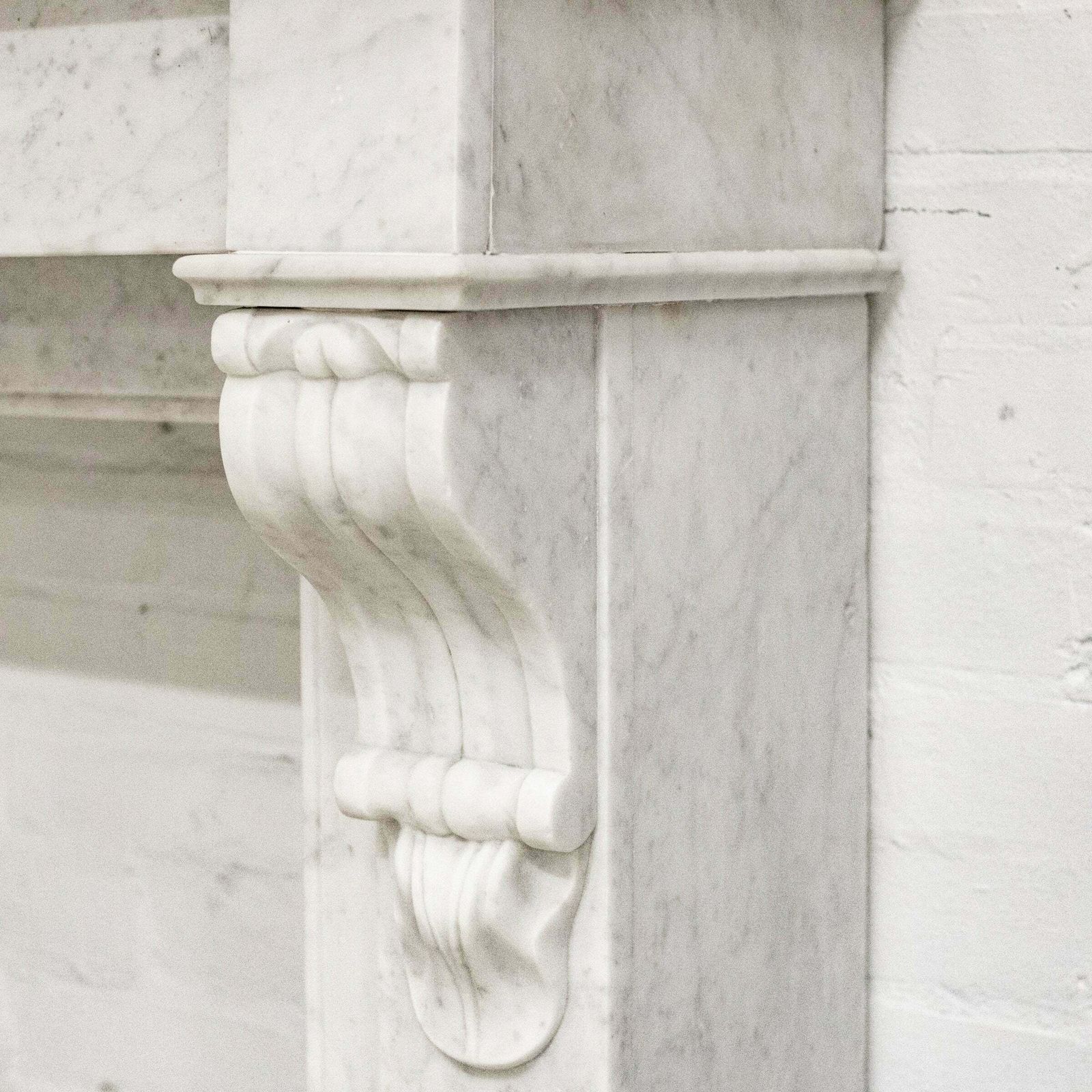 Antique 19th Century French Style Carved Marble Fireplace In Carrara Marble photo furniture