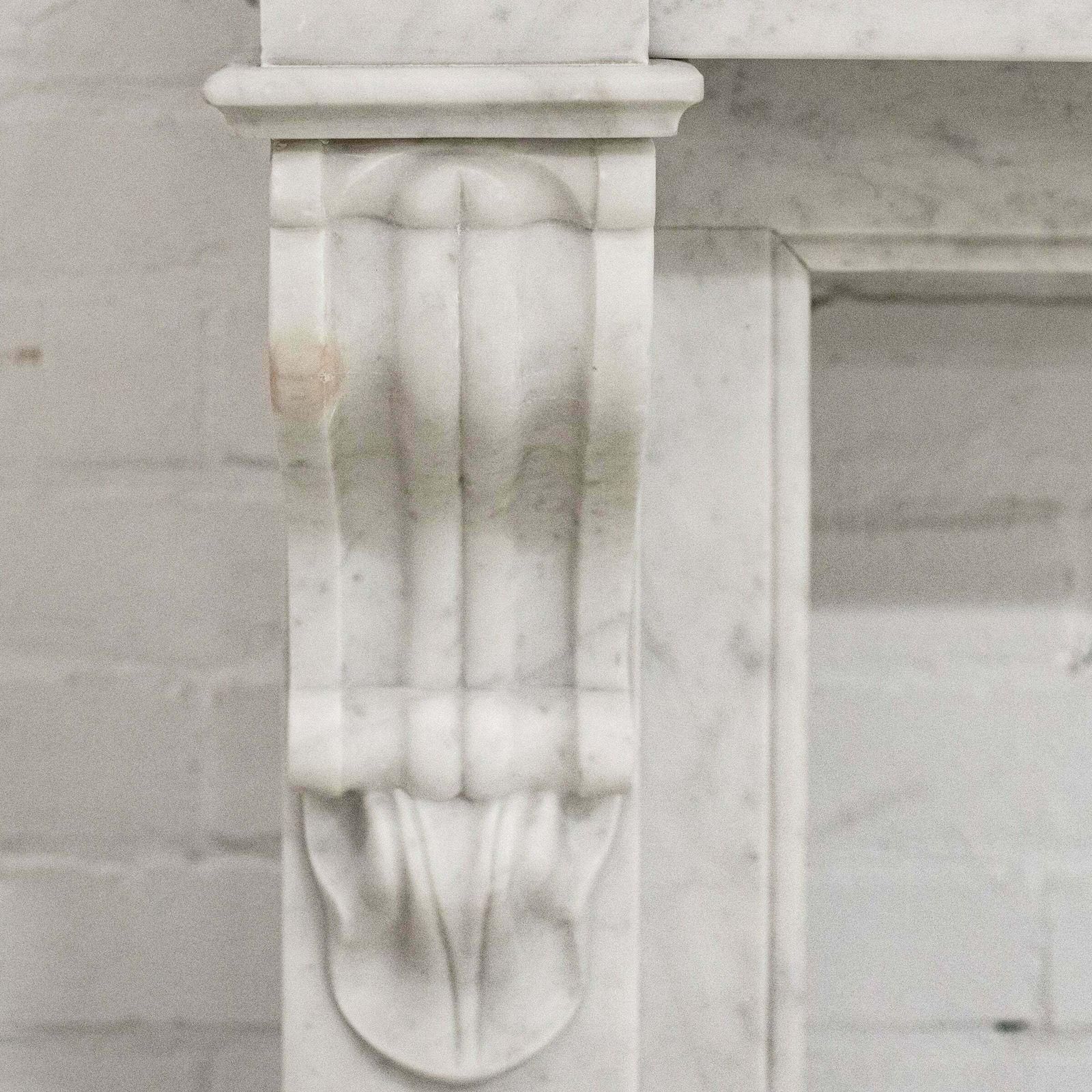 Antique 19th Century French Style Carved Marble Fireplace In Carrara Marble photo Home Fixtures