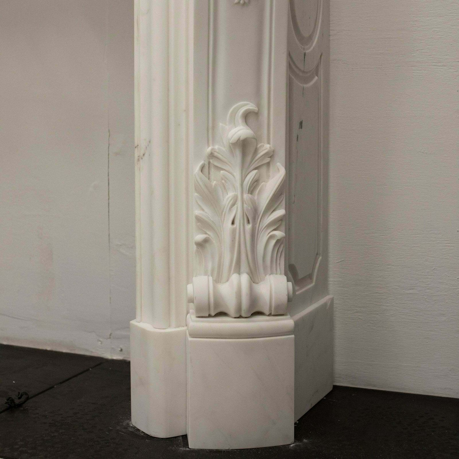 photo for sale French Louis XV Fireplace Surround In Statuary Marble I Pair Available