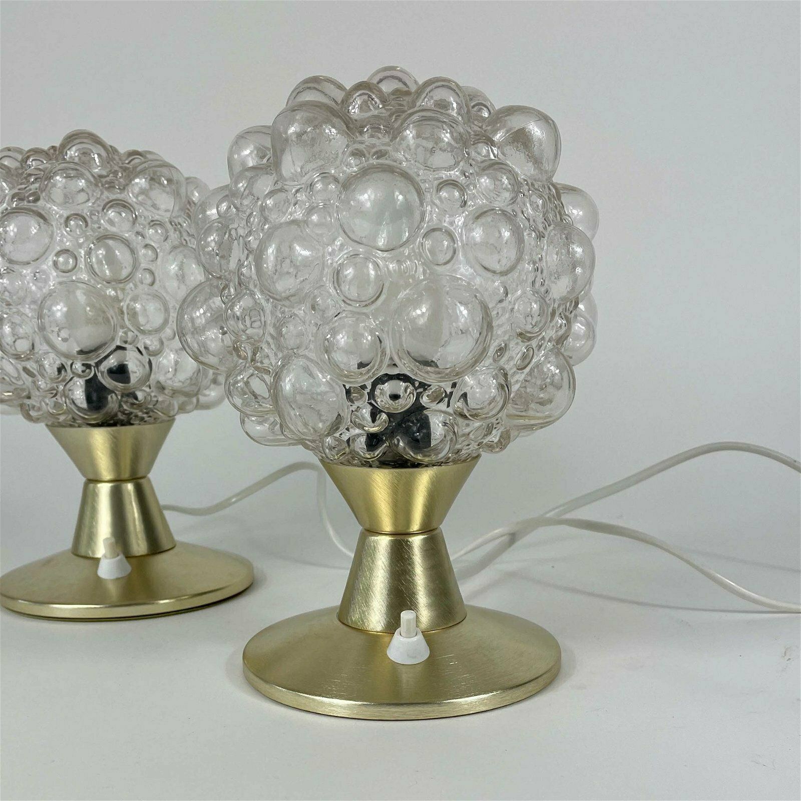 photo furniture Bubble Glass & Aluminium Table Lamps, Set Of 2, Germany 1960s